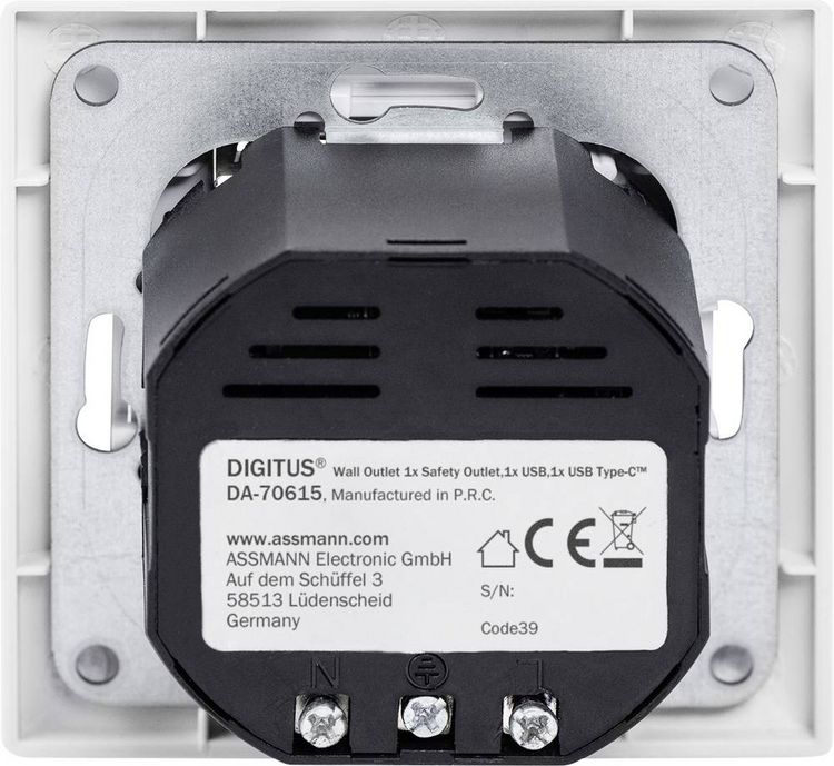 Produktbild: Digitus DA-70615 Unterputz-Steckdose mit USB Wei&szlig;