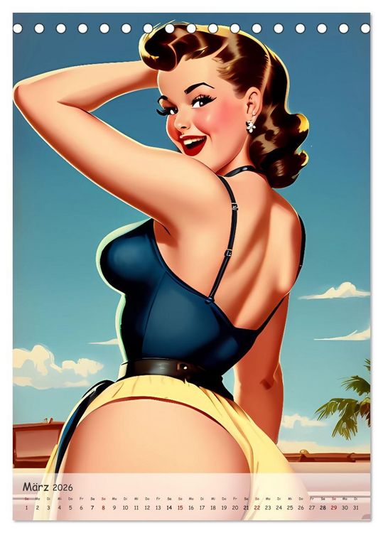 Produktbild: Pin-up Girls - Retro Glamour (Tischkalender 2026 DIN A5 hoch), CALVENDO Monatskalender