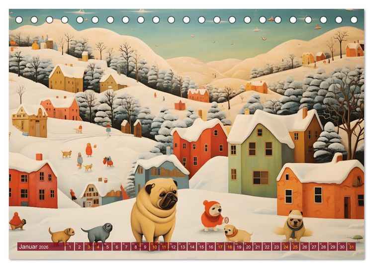 Produktbild: Boteros Hunde - Kunstvoller Kalender im Stile des Boterismo (Tischkalender 2026 DIN A5 quer), CALVENDO Monatskalender