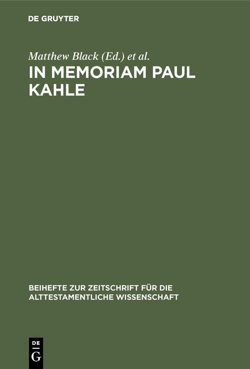 Produktbild: In Memoriam Paul Kahle
