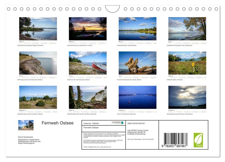 Produktbild: Fernweh Ostsee (Wandkalender 2026 DIN A4 quer), CALVENDO Monatskalender