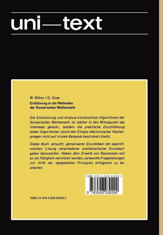 Produktbild: Einf&uuml;hrung in die Methoden der Numerischen Mathematik