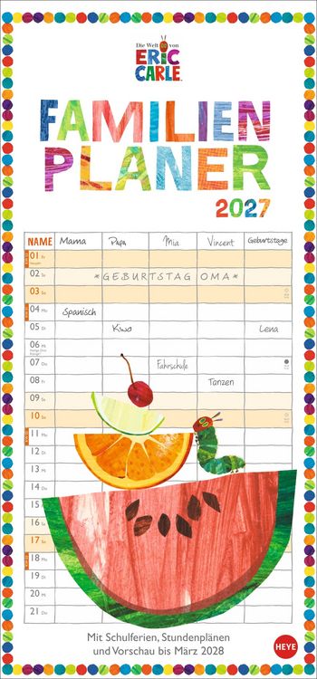 Produktbild: Die kleine Raupe Nimmersatt Familienplaner 2027