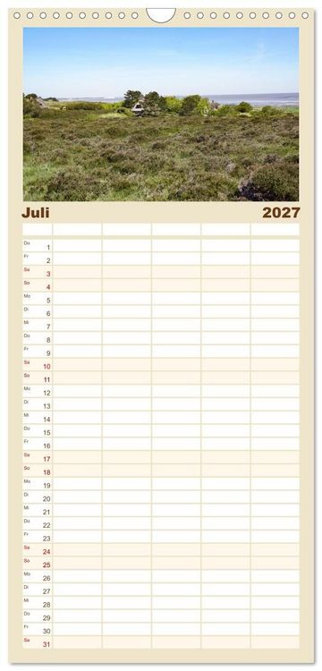 Produktbild: Familienplaner 2027 - Vielf&auml;ltiges Sylt - Mehr als Strand mit 5 Spalten (Wandkalender, 21 x 45 cm) CALVENDO