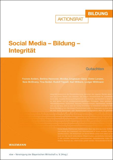 Produktbild: Social Media &ndash; Bildung &ndash; Integrit&auml;t