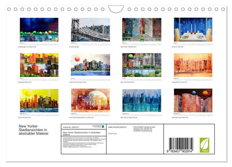 Produktbild: New Yorker Stadtansichten in abstrakter Malerei (Wandkalender 2026 DIN A4 quer), CALVENDO Monatskalender