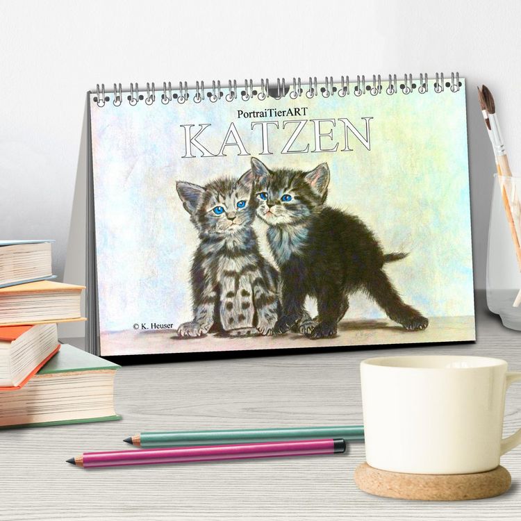 Produktbild: KATZEN PortraiTierART (Tischkalender 2026 DIN A5 quer), CALVENDO Monatskalender