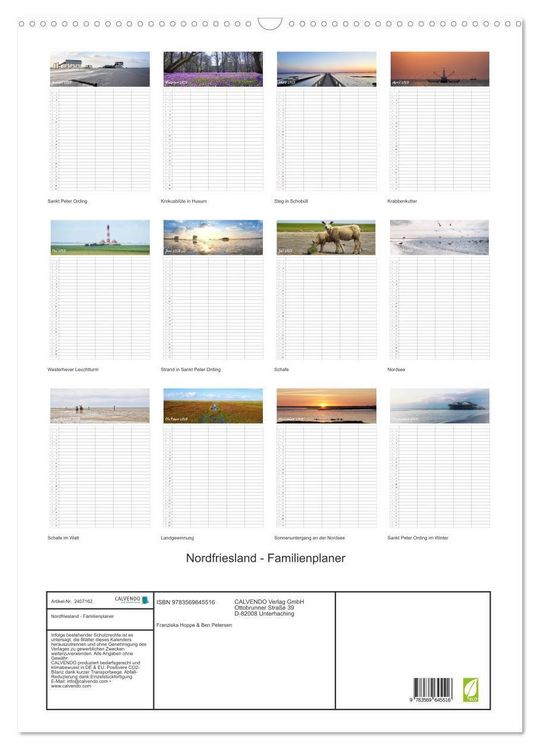 Produktbild: Nordfriesland - Familienplaner (Wandkalender 2027 DIN A2 hoch), CALVENDO Monatskalender