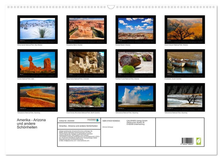 Produktbild: Amerika - Arizona und andere Sch&ouml;nheiten (Wandkalender 2026 DIN A2 quer), CALVENDO Monatskalender