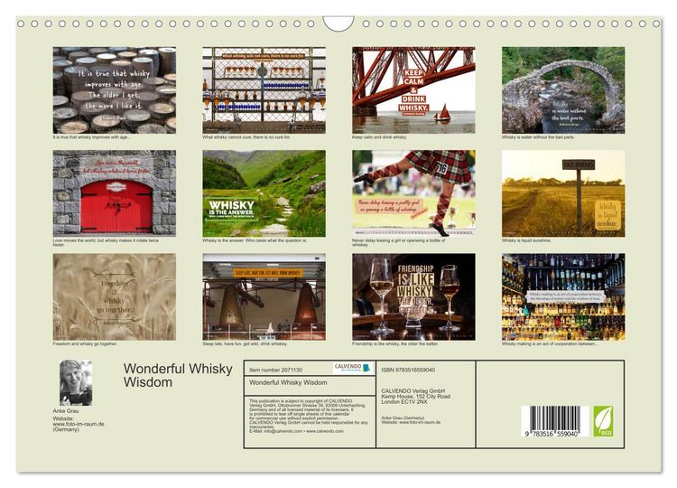 Produktbild: Wonderful Whisky Wisdom (Wall Calendar 2026 DIN A3 landscape), CALVENDO 12 Month Wall Calendar