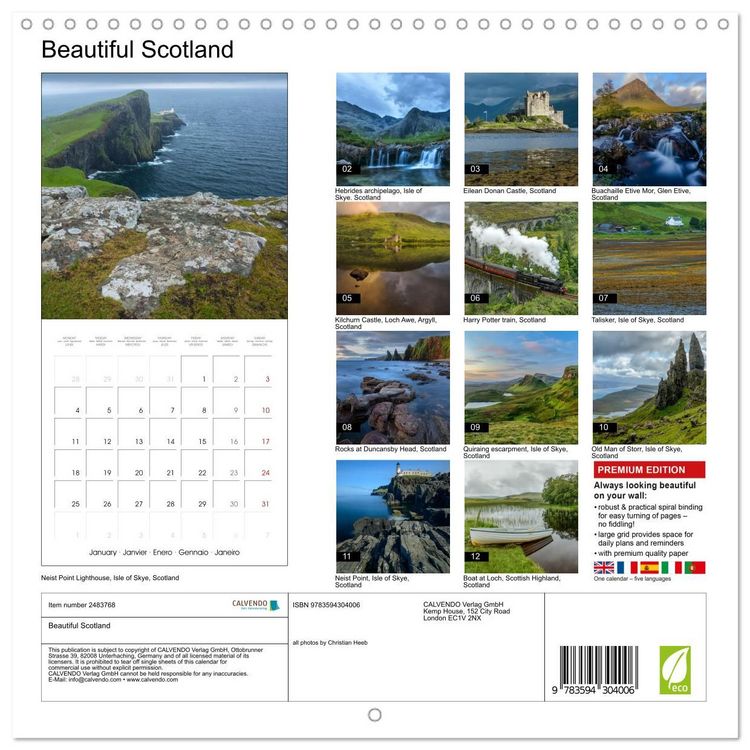 Produktbild: Beautiful Scotland (Wall Calendar 2027 12 &times; 12 Inch) CALVENDO 12 Month Wall Calendar