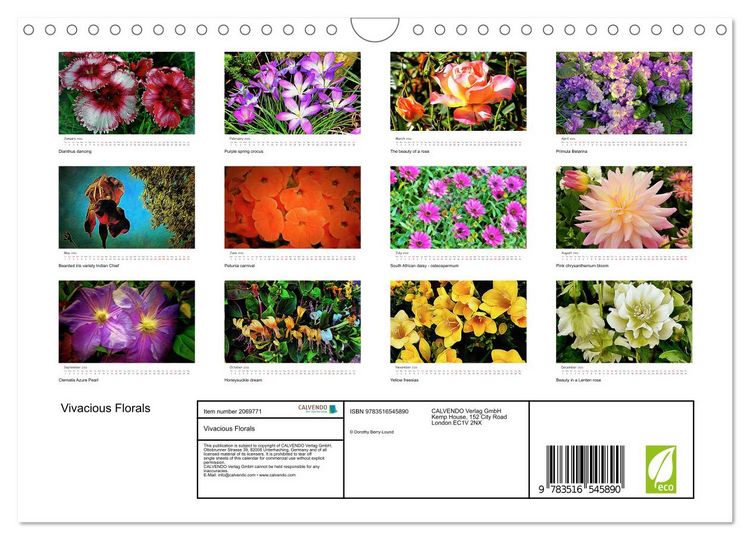 Produktbild: Vivacious Florals (Wall Calendar 2026 DIN A4 landscape), CALVENDO 12 Month Wall Calendar