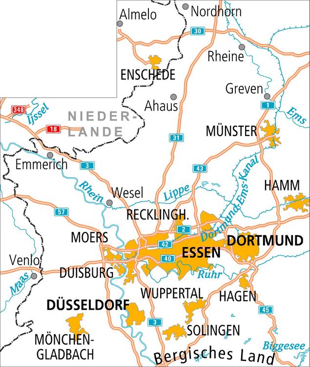Produktbild: BVA ADFC Radtourenkarte M&uuml;nsterland Niederrhein 1:150.000