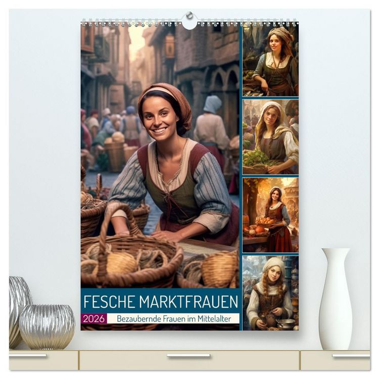 Produktbild: Fesche Marktfrauen (hochwertiger Premium Wandkalender 2026 DIN A2 hoch), Kunstdruck in Hochglanz
