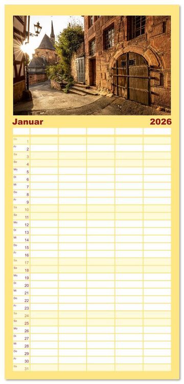 Produktbild: Familienplaner 2026 - Mein historisches Marburg mit 5 Spalten (Wandkalender, 21 x 45 cm) CALVENDO