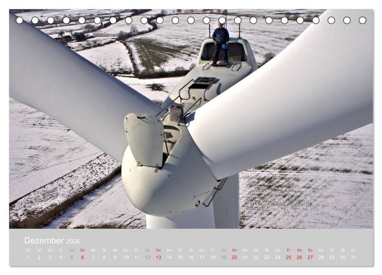 Produktbild: Windkraftanlagen aus der Luft fotografiert (Tischkalender 2026 DIN A5 quer), CALVENDO Monatskalender