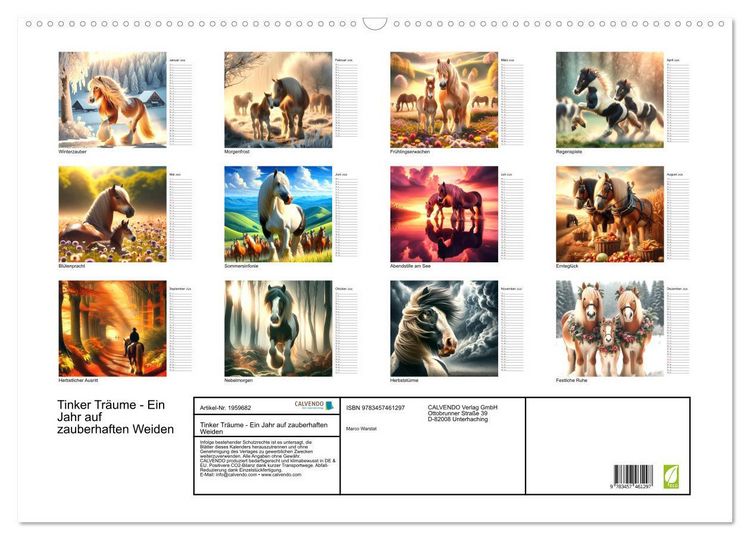 Produktbild: Tinker Tr&auml;ume - Ein Jahr auf zauberhaften Weiden (Wandkalender 2026 DIN A2 quer), CALVENDO Monatskalender