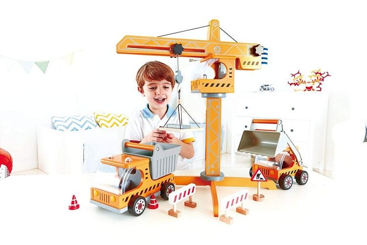 Produktbild: Hape E3011 - Gro&szlig;er Baukran, drehbar inkl. Zubeh&ouml;r, Holz