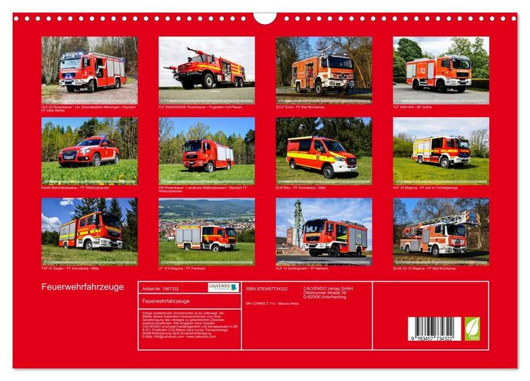 Produktbild: Feuerwehrfahrzeuge (Wandkalender 2026 DIN A3 quer), CALVENDO Monatskalender
