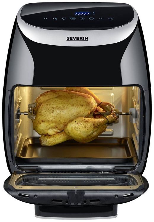 Produktbild: Severin FR 2446 Fritteuse 11l 2000W Hei&szlig;luft-Funktion, &Uuml;berhitzungsschutz Schwarz/Silber