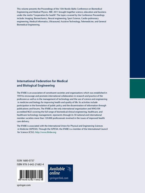 Produktbild: 15th Nordic-Baltic Conference on Biomedical Engineering and Medical Physics