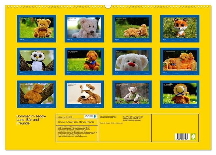 Produktbild: Sommer im Teddy-Land. B&auml;r und Freunde (Wandkalender 2026 DIN A2 quer), CALVENDO Monatskalender