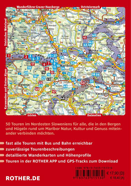 Produktbild: ROTHER Wanderf&uuml;hrer Slowenisches Weinland. 50 Touren im Nordosten Sloweniens in den Bergen und H&uuml;geln rund um Maribor