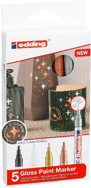 Produktbild: Edding Glanzlackmarker 751 Creative Metallic 1-2mm 5er Set