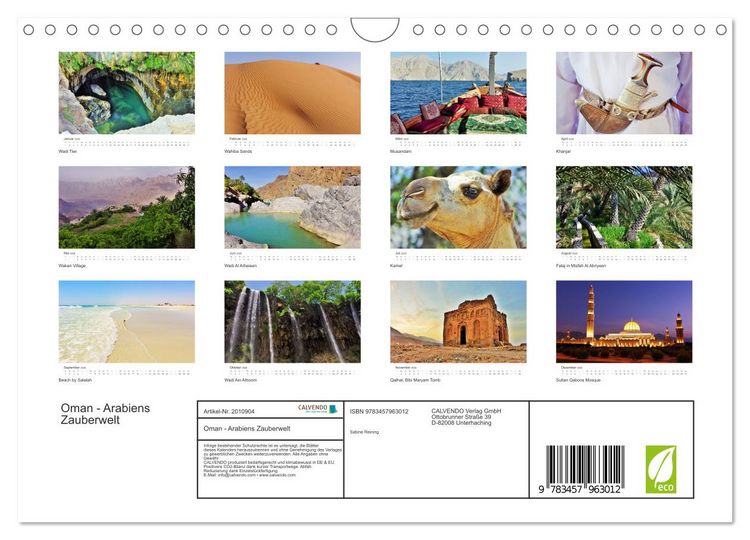 Produktbild: Oman - Arabiens Zauberwelt (Wandkalender 2026 DIN A4 quer), CALVENDO Monatskalender