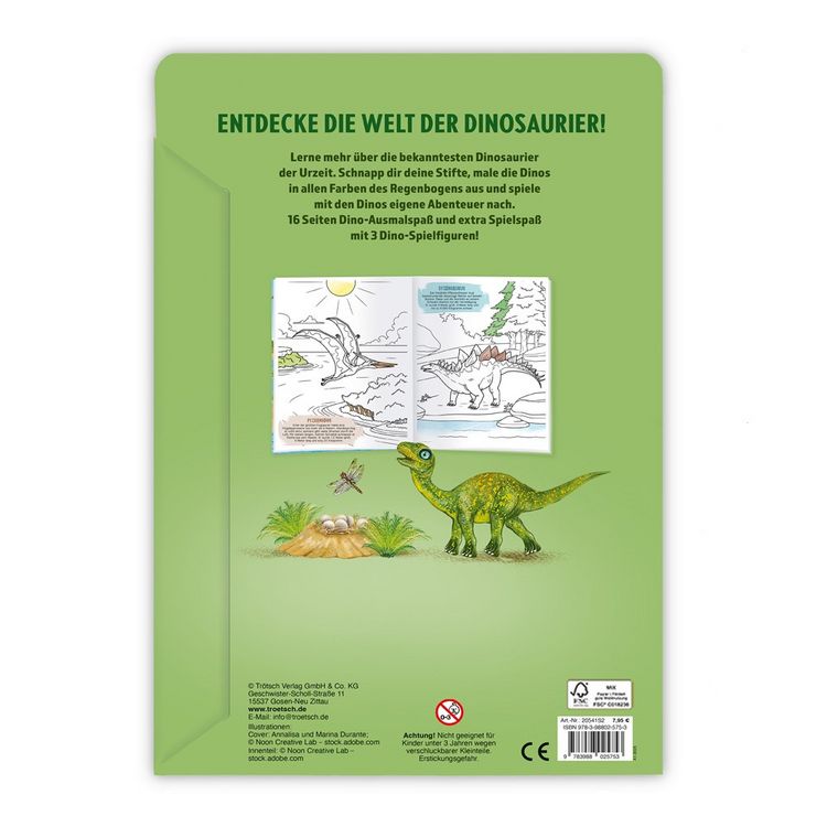 Produktbild: TR&Ouml;TSCH - Malbuch Dinosaurier Mal- und Spielspa&szlig; S2 Malbuch mit Spielzeug| Ab 3 Jahren