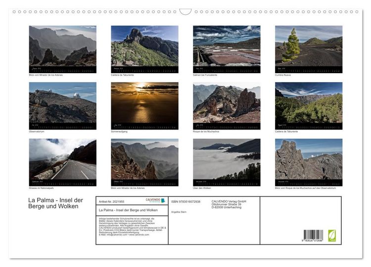 Produktbild: La Palma - Insel der Berge und Wolken (Wandkalender 2026 DIN A2 quer), CALVENDO Monatskalender