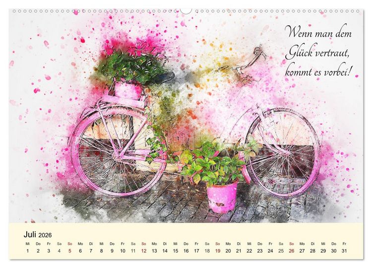 Produktbild: Aquarelle und Lebensweisheiten (Wandkalender 2026 DIN A2 quer), CALVENDO Monatskalender