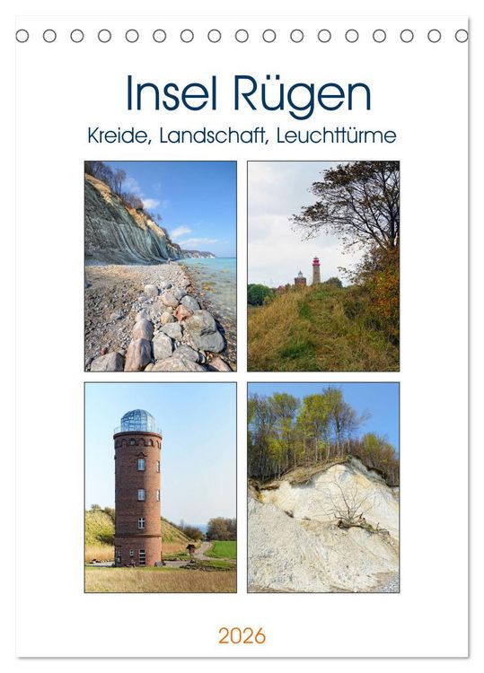 Produktbild: Insel R&uuml;gen - Kreide, Landschaft, Leuchtt&uuml;rme (Tischkalender 2026 DIN A5 hoch), CALVENDO Monatskalender
