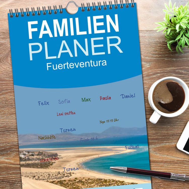 Produktbild: Familienplaner 2026 - Fuerteventura mit 5 Spalten (Wandkalender, 21 x 45 cm) CALVENDO