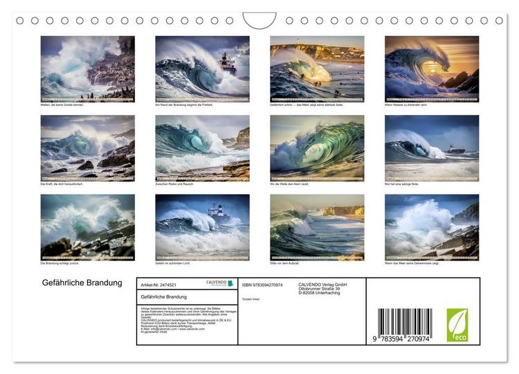 Produktbild: Gef&auml;hrliche Brandung (Wandkalender 2027 DIN A4 quer), CALVENDO Monatskalender