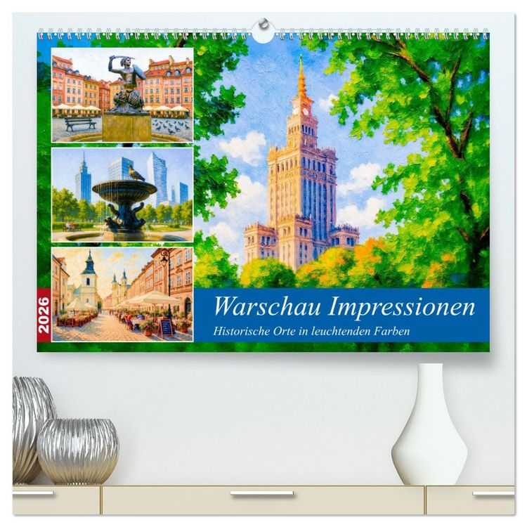 Produktbild: Warschau Impressionen - Historische Orte in leuchtenden Farben (hochwertiger Premium Wandkalender 2026 DIN A2 quer), Kunstdruck in Hochglanz