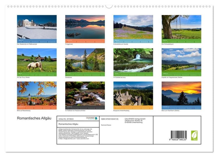 Produktbild: Romantisches Allg&auml;u (hochwertiger Premium Wandkalender 2026 DIN A2 quer), Kunstdruck in Hochglanz