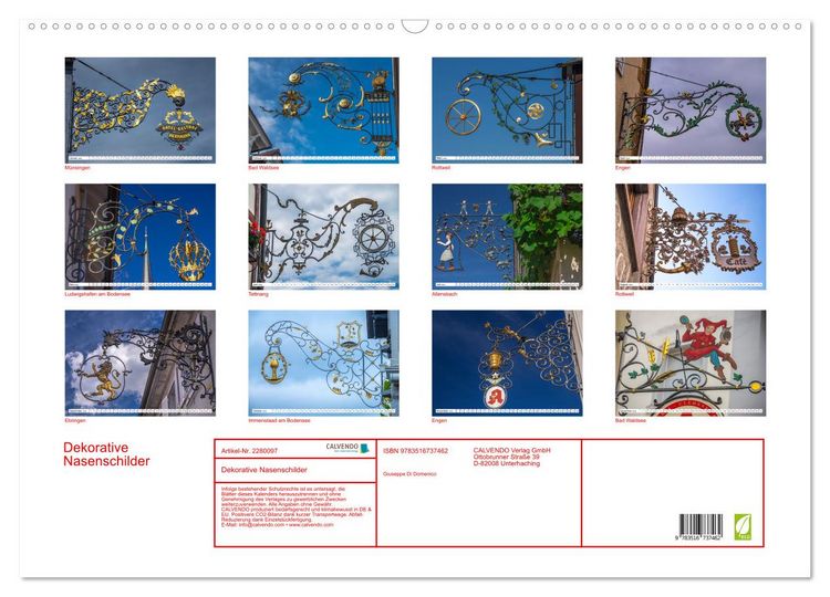 Produktbild: Dekorative Nasenschilder (Wandkalender 2026 DIN A2 quer), CALVENDO Monatskalender