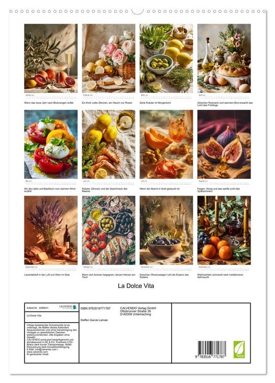 Produktbild: La Dolce Vita (hochwertiger Premium Wandkalender 2027 DIN A2 hoch), Kunstdruck in Hochglanz