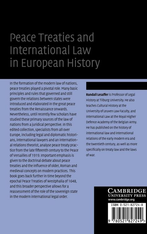 Produktbild: Peace Treaties and International Law in European History