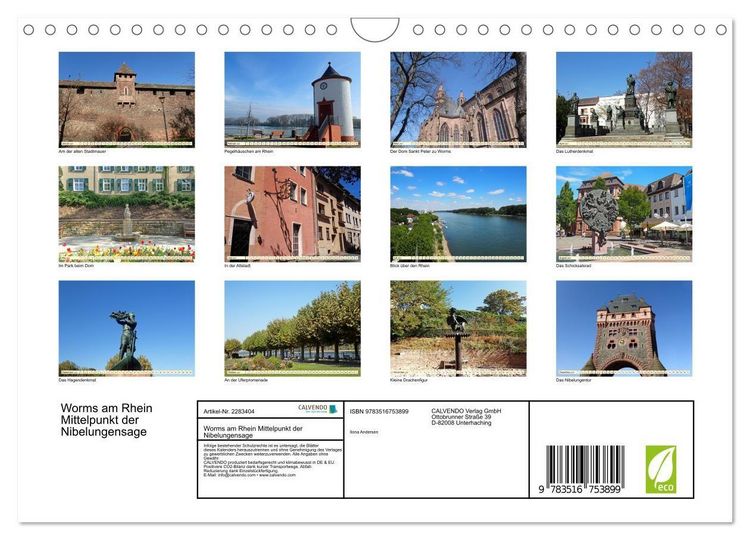 Produktbild: Worms am Rhein Mittelpunkt der Nibelungensage (Wandkalender 2027 DIN A4 quer), CALVENDO Monatskalender