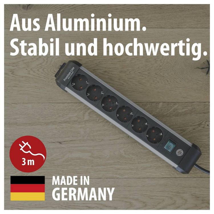 Produktbild: Brennenstuhl 1391030600 Steckdosenleiste mit Schalter Silber, Schwarz Schutzkontakt 1St.