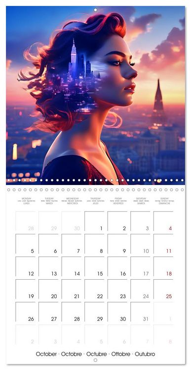 Produktbild: City faces AI beauties in world metropolises (Wall Calendar 2026 12 &times; 12 Inch) CALVENDO 12 Month Wall Calendar