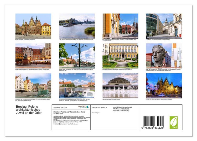 Produktbild: Breslau. Polens architektonisches Juwel an der Oder (Wandkalender 2026 DIN A4 quer), CALVENDO Monatskalender
