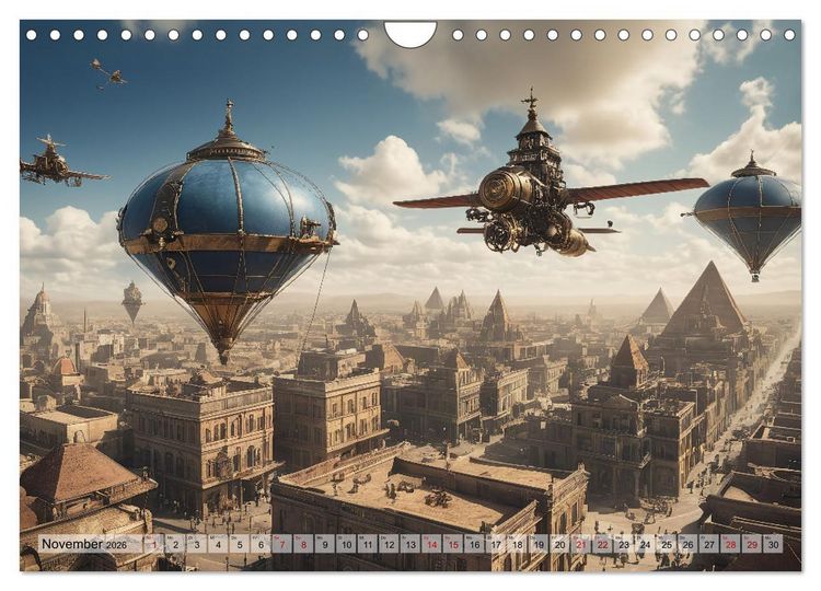 Produktbild: Steampunk - fantastische Flugger&auml;te (Wandkalender 2026 DIN A4 quer), CALVENDO Monatskalender