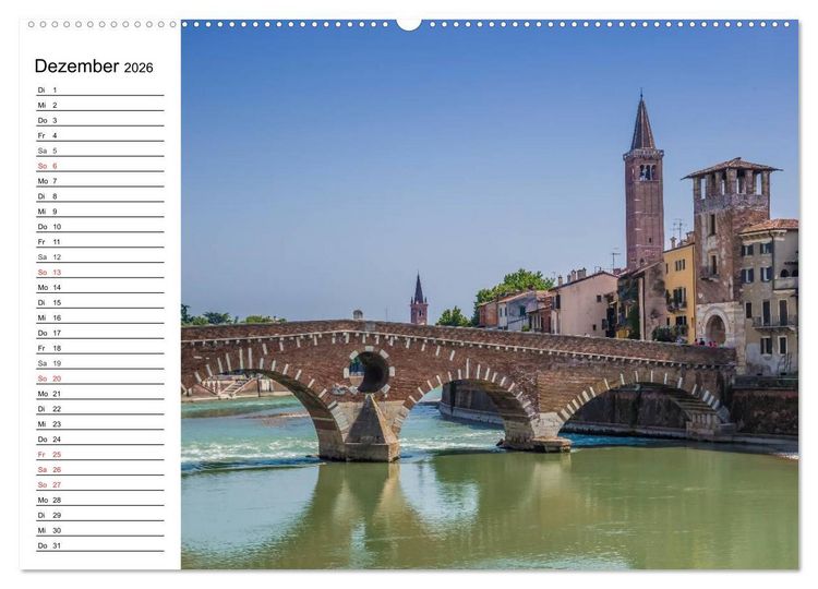 Produktbild: VERONA Historisches Stadtherz (hochwertiger Premium Wandkalender 2026 DIN A2 quer), Kunstdruck in Hochglanz