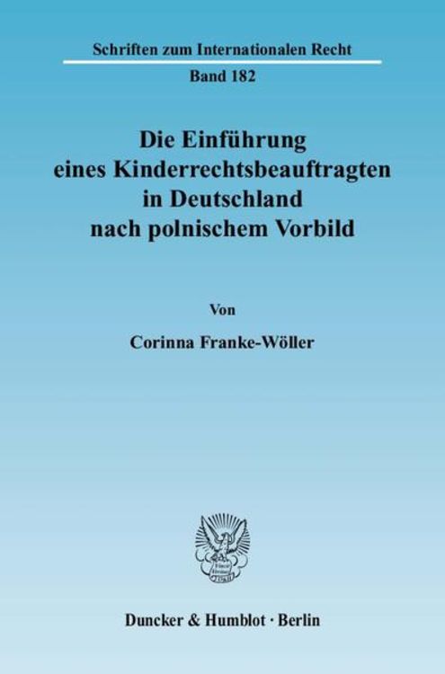 Produktbild: Die Einf&uuml;hrung eines Kinderrechtsbeauftragten in Deutschland nach polnischem Vorbild.