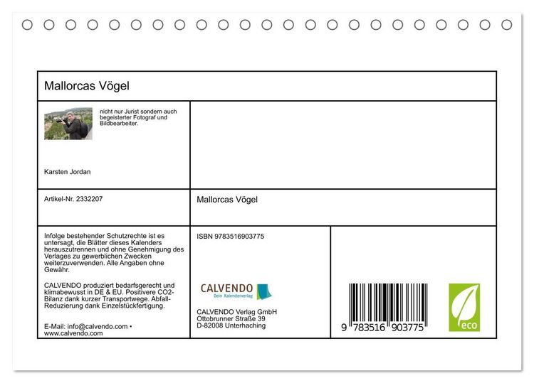 Produktbild: Mallorcas V&ouml;gel (Tischkalender 2027 DIN A5 quer), CALVENDO Monatskalender