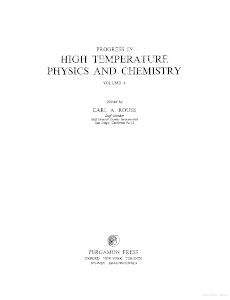 Produktbild: Progress in High Temperature Physics and Chemistry