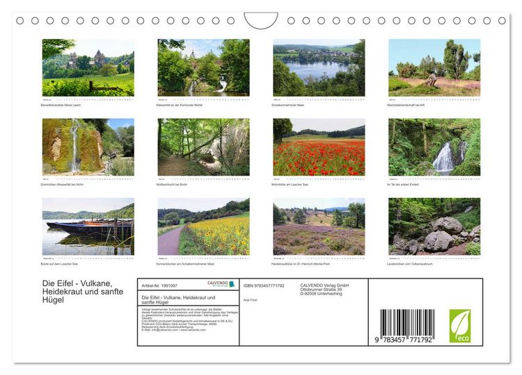 Produktbild: Die Eifel - Vulkane, Heidekraut und sanfte H&uuml;gel (Wandkalender 2026 DIN A4 quer), CALVENDO Monatskalender